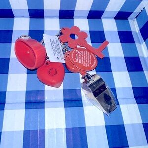 Hand sanitizer holder whistle, light, and multi tool